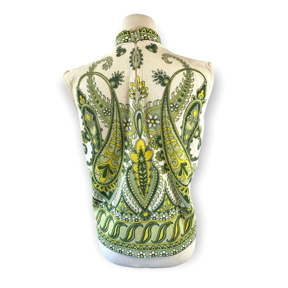 Vintage Paisley Daisy Floral Sleeveless Top - Picture 5 of 6